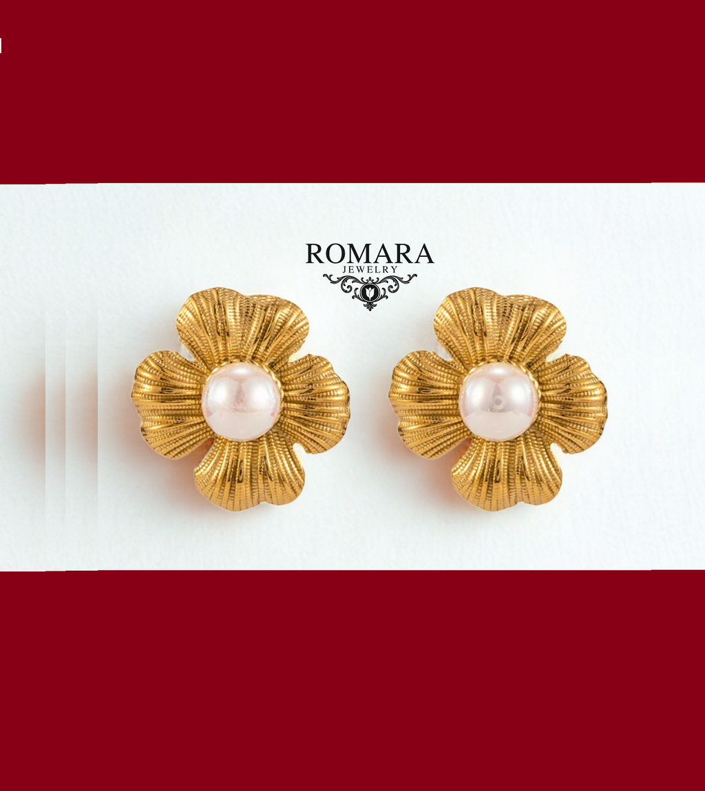 Aretes Flor de Luna Acero Inox 18kt